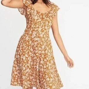 Old Navy XL Floral Flutter Sleeve Cami Sundress Yellow White Cotton Lightweight